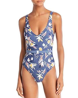 $130 MSRP Matisse Small One Floral Swimsuit Piece Belted (TORN) Dolce Vita